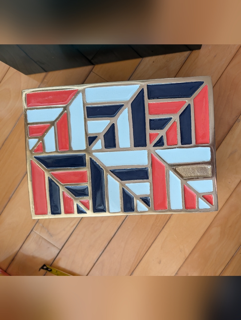 Vtg Brass & Enamel Large Nesting Boxes - Picture 4 of 16